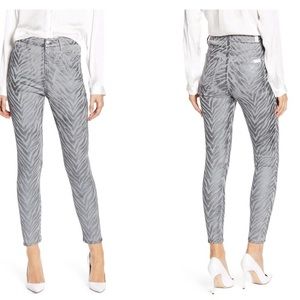 7 For All Mankind Women’s Silver Metallic Zebra High Waist Skinny Jeans …